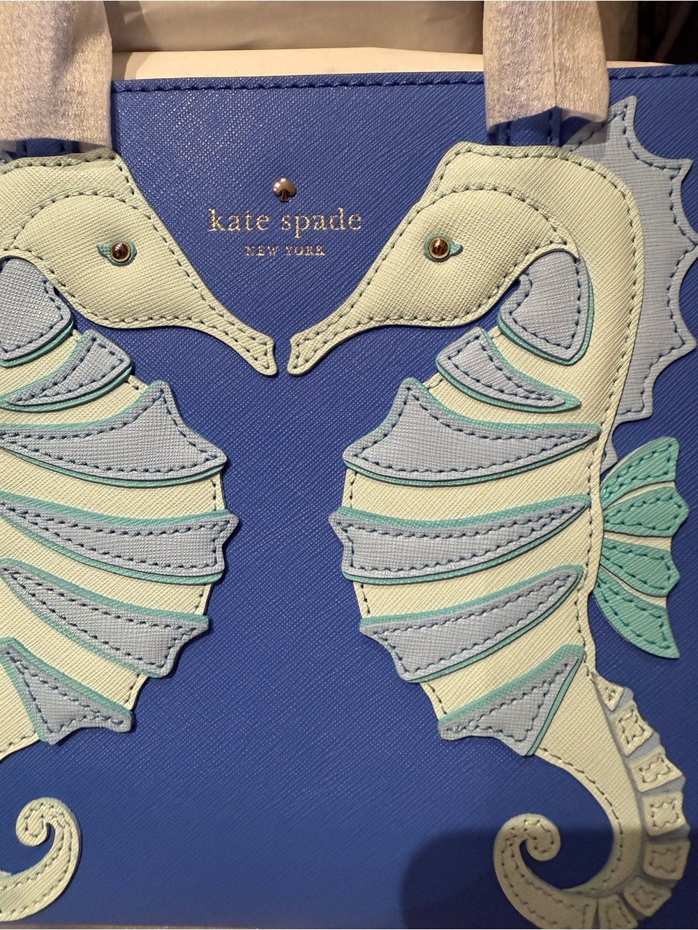 kate spade Blue Seahorse Appliqué Tote with Mint Accents - Picture 2 of 4